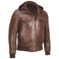 Faux-Leather Jacket w/ Removable Hood